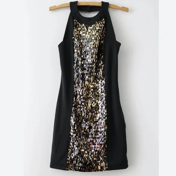 black and gold dress size 12 Plus Size Combo Floral Jacquard Dress In Black Gold
